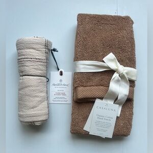 1-Magnolia Flour Sack Kitchen Towel
1-CASALUNA Organic Cotton Hand Towel